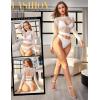 imageRSLOVE Women Sexy Mesh Lingerie Fishnet Babydoll Free Size Bodysuit See Through Shirts Long SleeveWhite