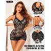 imageRSLOVE Womens Lingerie Lace Babydoll  Halter Mini Dress Sexy Nightgown with Bow and Pearl Accents for Special MomentsBlack