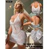 imageRSLOVE Womens Lingerie Lace Babydoll  Halter Mini Dress Sexy Nightgown with Bow and Pearl Accents for Special MomentsWhite