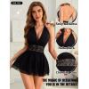 imageRSLOVE Womens Lingerie Lace Babydoll  Sexy Chemise with Halter Neck Backless Mesh Nightgown Spaghetti Straps SleepwearBlack