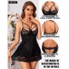 imageRSLOVE Womens Lingerie Lace Babydoll  Sexy Nightwear VNeck Strappy Nightgown with ThongBlack