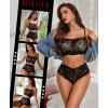 imageRSLOVE Womens Sexy Lingerie for Women  2 Piece Lace Floral Lingerie Set with Bra and High Waist Underwear Pajamas NightgownBlack