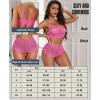 imageRSLOVE Womens Sexy Lingerie for Women  2 Piece Lace Floral Lingerie Set with Bra and High Waist Underwear Pajamas NightgownFluorescent Pink