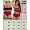 imageRSLOVE Womens Sexy Lingerie for Women  2 Piece Lace Floral Lingerie Set with Bra and High Waist Underwear Pajamas NightgownWine Red