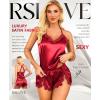 imageRSLOVE Women Pajama Set Sleepwear  Satin Pajamas Silk V Neck Cami and Shorts Pjs 2 Piece Womens Sexy Lace Lounge NightwearRed