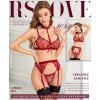 imageRSLOVE Lingerie Sets for Women Sexy  Floral Lace Underwire Removable Choker Garter Belt Sheer Bra and Panty SetWine Red