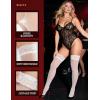 imageRSLOVE Womens Thigh High Stockings  Lace Top Stay Up Sheer Pantyhose with Anti Slip Silicone Sexy Lingerie StockingsWhite