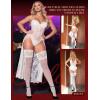 imageRSLOVE Womens Thigh High Stockings  Lace Top Stay Up Silky Semi Sheer Pantyhose Antiskid SiliconeWhite