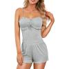 imageRSLOVE Womens Summer Pajamas Sets  Soft Pj Sets 2 Piece Cami Shorts Set Lingerie Sleepwear Casual LoungewearGrey