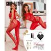 imageRSLOVE Sexy Lingerie Exotic Bodystocking  Fishnet Cut Out Lingerie Mesh Bodysuit One Piece Babydoll Rave OutfitsRed