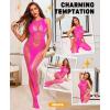 imageRSLOVE Sexy Lingerie Exotic Bodystocking  Fishnet Cut Out Lingerie Mesh Bodysuit One Piece Babydoll Rave OutfitsRose Red