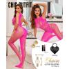 imageRSLOVE Sexy Lingerie Exotic Bodystocking  Fishnet Cut Out Lingerie Mesh Bodysuit One Piece Babydoll Rave OutfitsRose Red