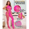 imageRSLOVE Sexy Lingerie Exotic Bodystocking  Fishnet Cut Out Lingerie Mesh Bodysuit One Piece Babydoll Rave OutfitsRose Red