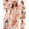 imageRSLOVE Women Sexy Lingerie Set  3 Piece Babydoll ampamp Lace Kimono Robe Strap Chemise Nightgown Mesh SleepwearPastel Pink