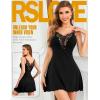 imageRSLOVE Womens Nightgown Sexy Lingerie  Lace V Neck Babydoll Chemise Soft Slip Sleepwear Exotic OutfitsBlack