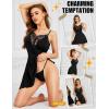 imageRSLOVE Womens Nightgown Sexy Lingerie  Lace V Neck Babydoll Chemise Soft Slip Sleepwear Exotic OutfitsBlack