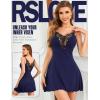 imageRSLOVE Womens Nightgown Sexy Lingerie  Lace V Neck Babydoll Chemise Soft Slip Sleepwear Exotic OutfitsNavy Blue