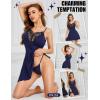 imageRSLOVE Womens Nightgown Sexy Lingerie  Lace V Neck Babydoll Chemise Soft Slip Sleepwear Exotic OutfitsNavy Blue