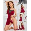 imageRSLOVE Womens Nightgown Sexy Lingerie  Lace V Neck Babydoll Chemise Soft Slip Sleepwear Exotic OutfitsWine Red