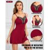 imageRSLOVE Womens Nightgown Sexy Lingerie  Lace V Neck Babydoll Chemise Soft Slip Sleepwear Exotic OutfitsWine Red