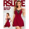 imageRSLOVE Womens Nightgown Sexy Lingerie  Lace V Neck Babydoll Chemise Soft Slip Sleepwear Exotic OutfitsWine Red