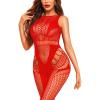 imageRSLOVE Sexy Lingerie Exotic Bodystocking  Fishnet Cut Out Lingerie Mesh Bodysuit One Piece Babydoll Rave OutfitsRed