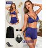 imageRSLOVE Sexy Pajamas for Women Soft Lingerie Set Lace Trim Sleepwear 2 piece Pjs Shorts SetBlue
