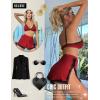 imageRSLOVE Sexy Pajamas for Women Soft Lingerie Set Lace Trim Sleepwear 2 piece Pjs Shorts SetDark Red