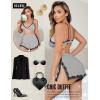 imageRSLOVE Sexy Pajamas for Women Soft Lingerie Set Lace Trim Sleepwear 2 piece Pjs Shorts SetGray