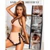 imageRSLOVE Sexy Pajamas for Women Soft Lingerie Set Lace Trim Sleepwear 2 piece Pjs Shorts SetPink
