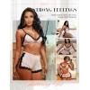 imageRSLOVE Sexy Pajamas for Women Soft Lingerie Set Lace Trim Sleepwear 2 piece Pjs Shorts SetPink