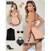 imageRSLOVE Sexy Pajamas for Women Soft Lingerie Set Lace Trim Sleepwear 2 piece Pjs Shorts SetPink
