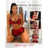 imageRSLOVE Sexy Pajamas for Women Soft Lingerie Set Lace Trim Sleepwear 2 piece Pjs Shorts SetRed