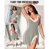 imageRSLOVE Womens Chemise Slit Nightgowns Sexy Sleepwear Lace Lingerie Full Slips Babydoll NightwearGrey