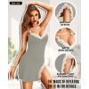 imageRSLOVE Womens Chemise Slit Nightgowns Sexy Sleepwear Lace Lingerie Full Slips Babydoll NightwearGrey