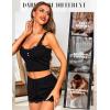 imageRSLOVE Womens Sexy Pajama Sets Lace Trim Cami Shorts Sets SleepwearBlack