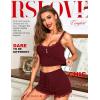 imageRSLOVE Womens Sexy Pajama Sets Lace Trim Cami Shorts Sets SleepwearWine Red