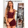 imageRSLOVE Womens Sexy Pajama Sets Lace Trim Cami Shorts Sets SleepwearWine Red
