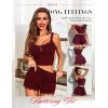 imageRSLOVE Womens Sexy Pajama Sets Lace Trim Cami Shorts Sets SleepwearWine Red