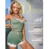 imageRSLOVE Womens Sexy Pajamas Sets Lace Trim Cami Shorts Sets PJ Set Lounge Set SleepwearGreen