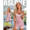 imageRSLOVE Womens Sexy Pajamas Sets Lace Trim Cami Shorts Sets PJ Set Lounge Set SleepwearPink