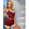 imageRSLOVE Womens Sexy Pajamas Sets Lace Trim Cami Shorts Sets PJ Set Lounge Set SleepwearWine Red