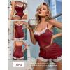 imageRSLOVE Womens Sexy Pajamas Sets Lace Trim Cami Shorts Sets PJ Set Lounge Set SleepwearWine Red
