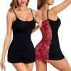 imageRSLOVE Womens Lingerie Sexy Nightgowns Lace Babydoll Chemise Strappy Sleepwear Sleep DressBlack Red