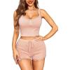 imageRSLOVE Womens Sexy Pajama Sets Lace Trim Cami Shorts Sets SleepwearPink