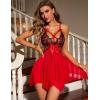 imageRSLOVE Babydoll Lingerie for Women Lace Mesh Chemise Nightgowns Front Slips With Thong