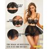 imageRSLOVE Lingerie for Women Lace Babydoll Chemise Sexy High Waisted Nightdress Sleepwear SetBlack