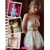 imageRSLOVE Lingerie for Women Lace Babydoll Chemise Sexy High Waisted Nightdress Sleepwear SetWhite
