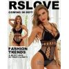 imageRSLOVE Lingerie for Women Sexy Lace Bodysuit Fishnet Teddy One Piece Deep V Mesh BabydollBlack