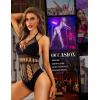 imageRSLOVE Lingerie for Women Sexy Lace Bodysuit Fishnet Teddy One Piece Deep V Mesh BabydollBlack
